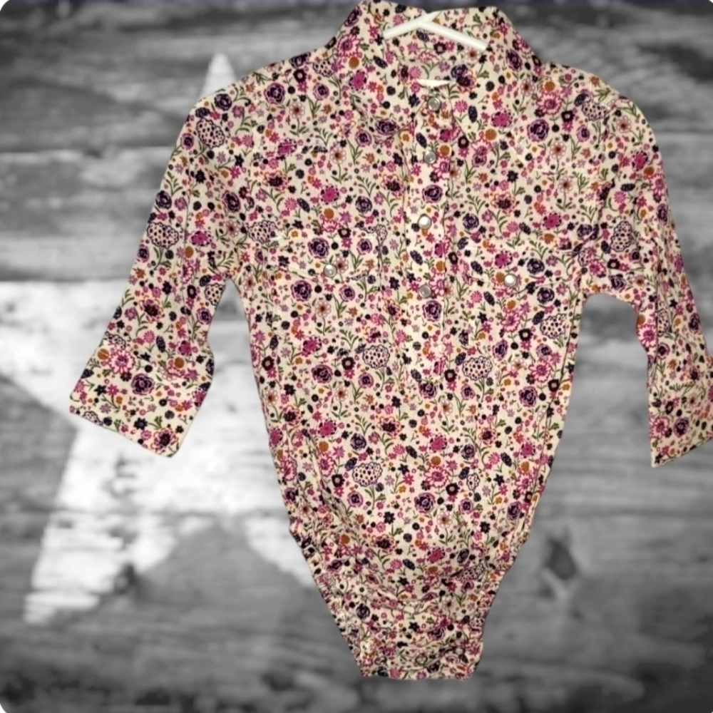 Infants Western Pearl Snap Long sleeves onesie Shirt